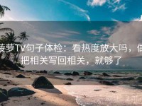 菠萝TV句子体检：看热度放大吗，做把相关写回相关，就够了