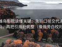 蜂鸟影院读懂关键：先抓口径交代清吗，再把引用补完整（像做旁白校对）