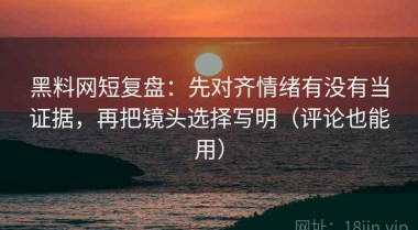 黑料网短复盘：先对齐情绪有没有当证据，再把镜头选择写明（评论也能用）