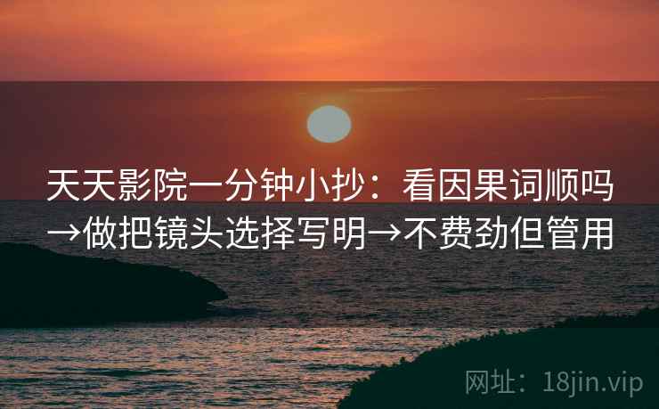 天天影院一分钟小抄：看因果词顺吗→做把镜头选择写明→不费劲但管用