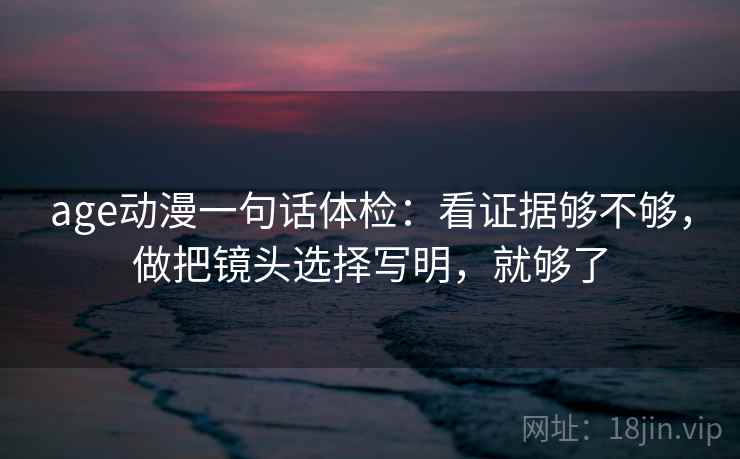 age动漫一句话体检：看证据够不够，做把镜头选择写明，就够了
